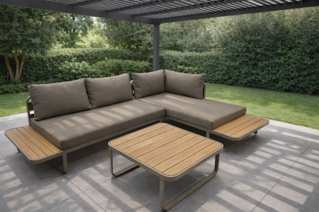 جلسة كورنر ألمنيوم خارجية (Outdoor aluminum corner seating)