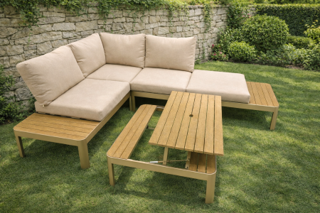 جلسة كورنر ألمنيوم خارجية (Outdoor aluminum corner seating)