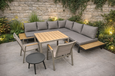 جلسة كورنر ألمنيوم خارجية (Outdoor aluminum corner seating)